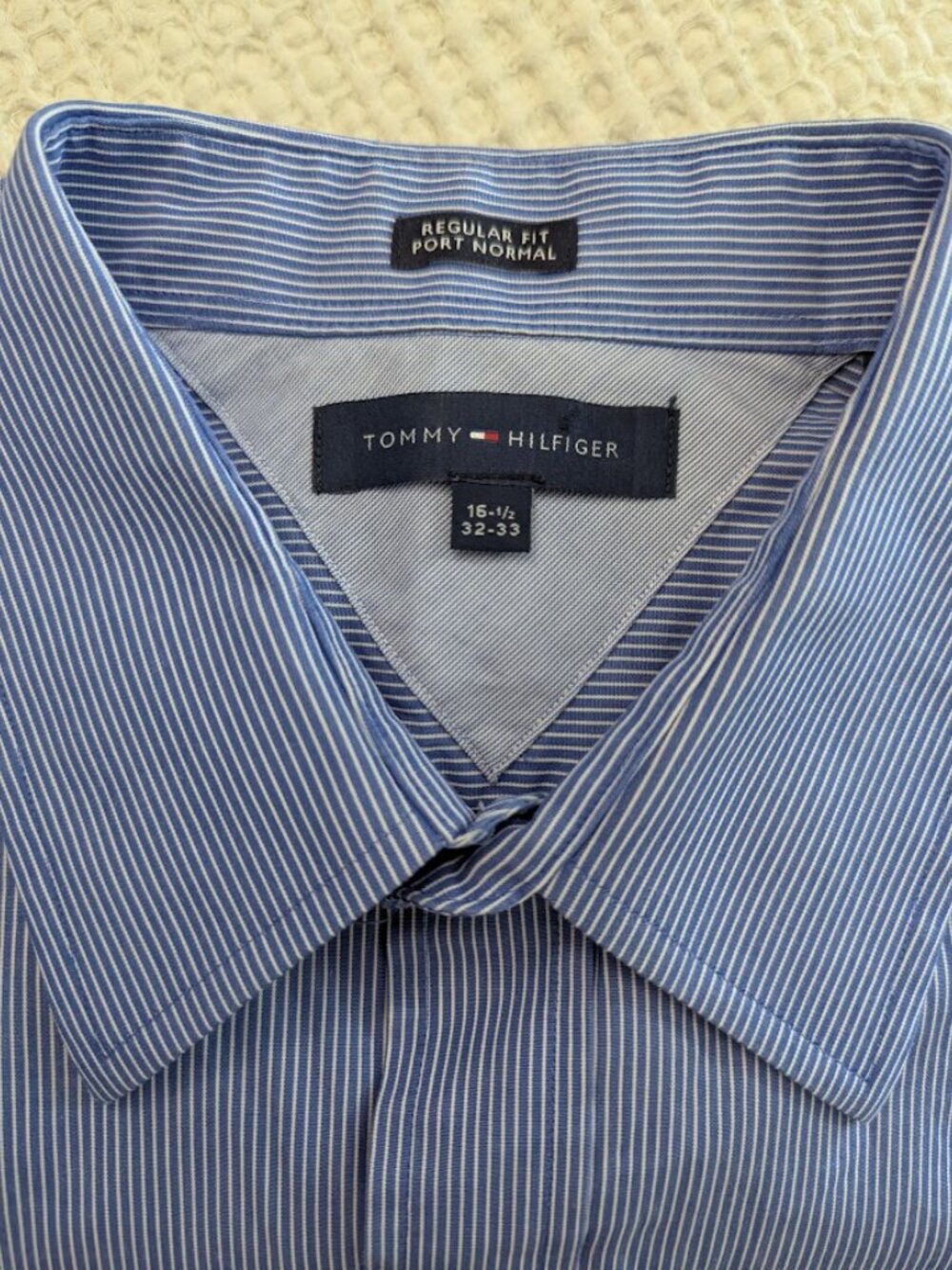 T.H. Striped Cotton Blue Regular Fit Dress Men`s Shirt Power Dressing - Picture 14 of 16